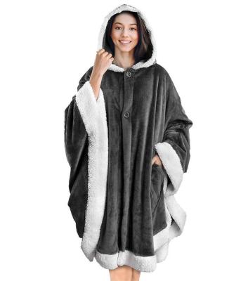 China PORTABLE Large New Design Portable Flannel Luxury Fuzzy Fleece Giant Hoodie Blanket for sale