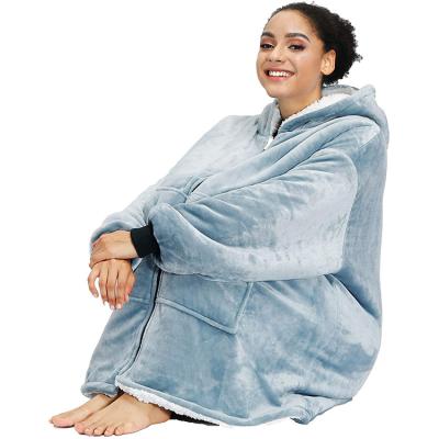 China EL Frio Windproof Warm Fleece Cobijas Para Sale Amazon Hoodie Wearable Oversized Blanket For Winter for sale