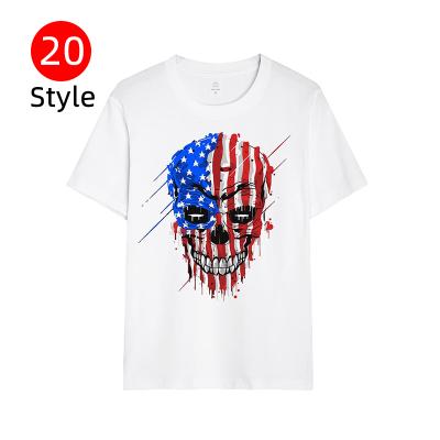 China Trending USA Flag Tablet Compressed Skull Printing Custom Wear Graphics Street Tees Mens Logo Mens Unisex T-Shirt for sale