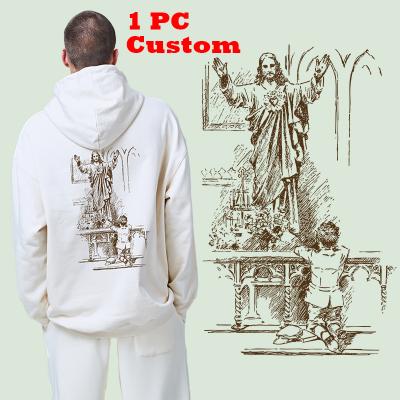 China high quality hippie cotton christianity cotton pullover anti-wrinkle 3d pocket embroidery 3d heavy private label logo hoodies set custom men for sale