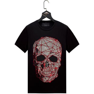 China 2021 New Arrival Customized Anti Wrinkle Skull Printed Rhinestone Transfer T Shirts Custom for sale