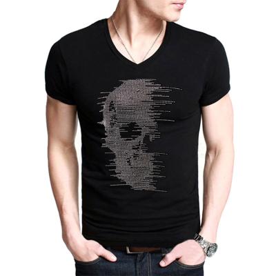 China New Arrivals Anti-Wrinkle New Arrivals Streetwear Skull Oversized Mens T-Shirt Custom Print And Rhinestone Heat Transfers For T Shirt for sale