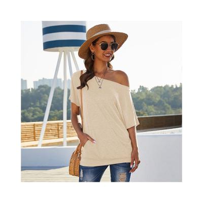 China Anti-pilling anti-pilling summer stylish cotton knitted office pocket T-shirt blouse women tops for sale