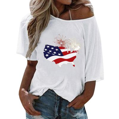 China Casual T-shirt design pattern USA cotton fashion anti-pilling white blouse female for sale