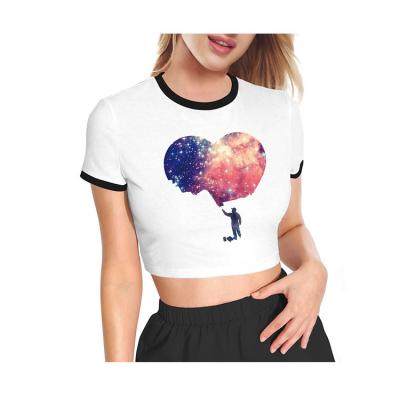 China Top Culture Sports New Digital Printing White Cute Anti-pilling Anti-pilling Women's Casual Shirts Tee for sale