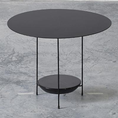 China Lauren Modern Black Nature Display Metal Tea Table Marble Corner Modern Living Room Furniture for sale