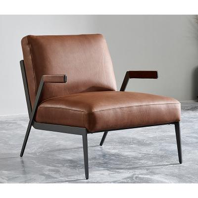 China Modern italian luxury simple leather chair lounge furniture brown hotel cafe room chair for home for sale