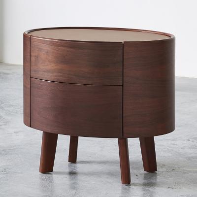 China Modern European Furniture Round Living Room Cabinet Bedroom Closet Wooden Bedside Cabinet With Drawer for sale