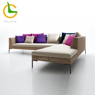 China Modern Line Outdoor Rope Woven Patio Foshan High Quality Outdoor Weather Furniture Sectional Aluminum Garden Set for sale