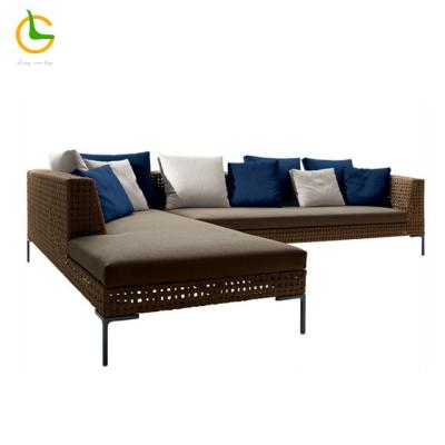 China UV-resistant modern waterproof and sunproof l shape sofa rattan wicker sofa sectional sofa set for garden and villa for sale