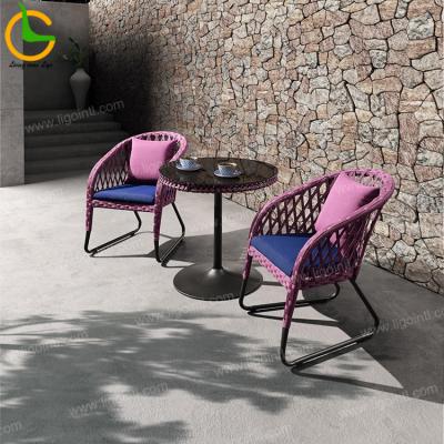 China UV resistant high quality stackable rope woven chair and hotel room chair banquet hall dining room coffee table for sale