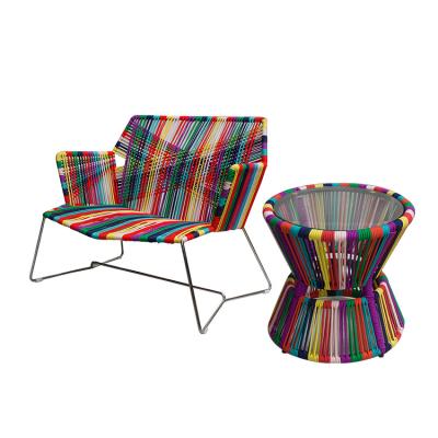 China Modern Leisure Hotel Stainless Steel Garden Five Star Outdoor Line PVC Woven Rope Plastic Chair For Yard for sale