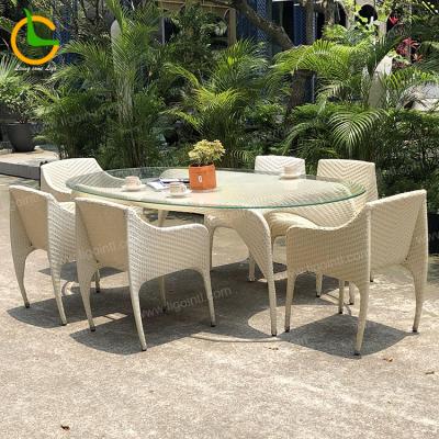 China UV-resistant all-weather garden dining sets outdoor leisure patio rattan furniture wicker hotel chair and table set for sale