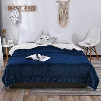 China Bedding Factory Direct Supply Soft Fleece Cosy Solid Color Thicken Luxury Lightweight Blanket Flannel Fleece for sale