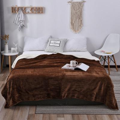 China Bedding Factory Direct Supply Soft Shear Comfortable Solid Color Thicken Luxury Lightweight Flannel Blanket Custom for sale