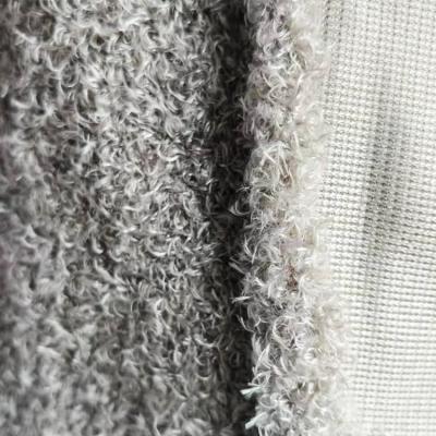 China Anti-static Solid Gray Soft Plush Microfiber Faux Cloth Faux Fur Cloth Autumn Winter Fashion Curly Fur Fabric for sale