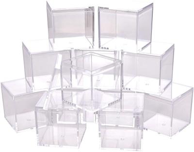 China Small Plastic Clear Acrylic Square Cube Candy Party Treat Gift Boxes Boxes Containers With Lids 2X2X2 Inches for sale