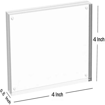 China Premium Acrylic Photo Frame--- Magnet Photo Frame - Thick Double Sied Desk Frames (4x4 2pack) for sale