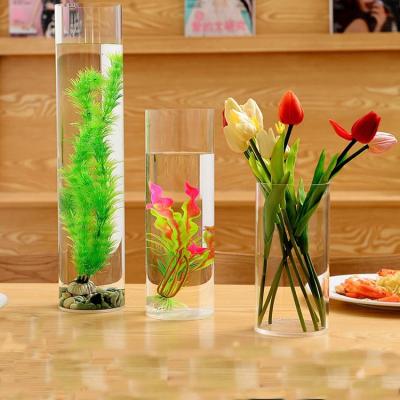 China Hot Selling Acrylic Plant Cylinders Vases Tall Thin Clear Glass Vase For Decor BALLERINA Style Classic Material for sale