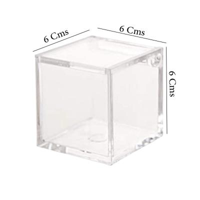 China Plastic Clear Acrylic Storage Box with Hinged Lid - 10 x 10 x 10 cms (12 pcs pack) for sale