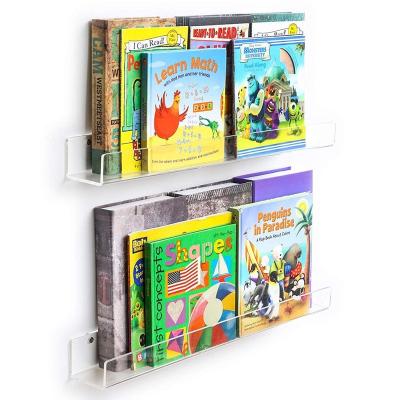 China Supermarket Clear Invisible Clear Supermarket Shelves Wall Mounted Book Shelves Wall Mounted Floating Acrylic Shelf For Kids for sale