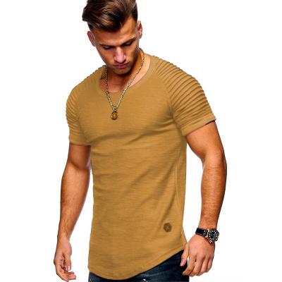 China Anti-Wrinkle Men Gym Exercise Wear Cotton Compression T-shirt Workout Running O-Neck Shark Sleeve Elastic Diet Short T-Shirt for sale