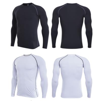 China Men's Anti-Wrinkle Plain Top T-shirt Long Sleeves Stretch Training Fitness Tights Quick Dry Sports Breathable Compressive Running Gym for sale