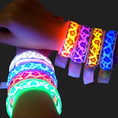 China High Visibility LED Leopard Print Portable Night Festival Event Party Leopard Print Luminous/Reflective High Visibility Leg Ankle Band Arm Strap Wristband Motion Safe for sale