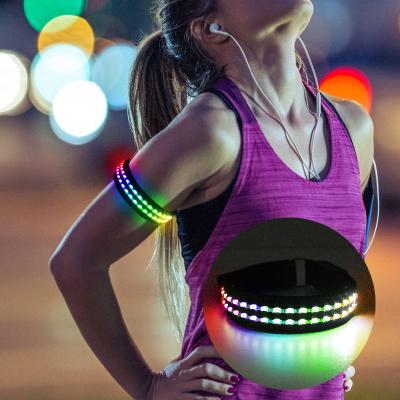 China High Adult Cloth Evening Luminous/Reflective Jogging Label Custom Logo Increasing High Visible Fitness Equipment Polyester Double Knot Lighting LED Armband for sale