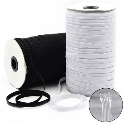 China HLX Coil Factory Supply 10mm Woven Ribbon Knitted Flat Elastic Band Black/White High Elastic Elastic Rope Elastic Band for sale