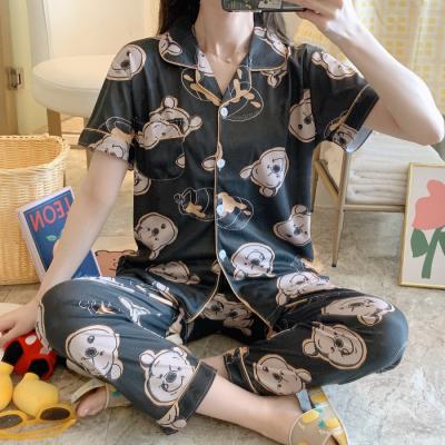 China 2020 Summer Piyamas Dama Silk Pajamas Night Wear QUICK DRY Pajamas Sleepwear Set Pajamas Women Satin Ladies Sleepwear for sale