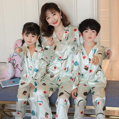 China Mommy and Me Silk Matching Wholesale Family Outfits Satin Nightgown Child Pajamas QUICK DRY Homewear Women Sleepwear Mother Daughter Pajamas for sale