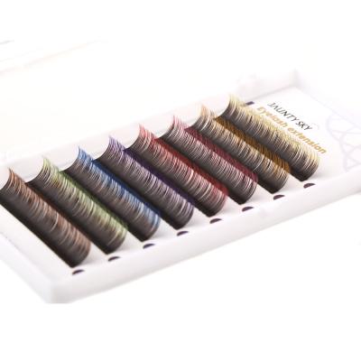 China Colorful Eyelashes Two Tone Mix Color Eyelash Extension Colored PBT Fiber Synthetic Silk Korean Rainbow Mixed Colors for sale