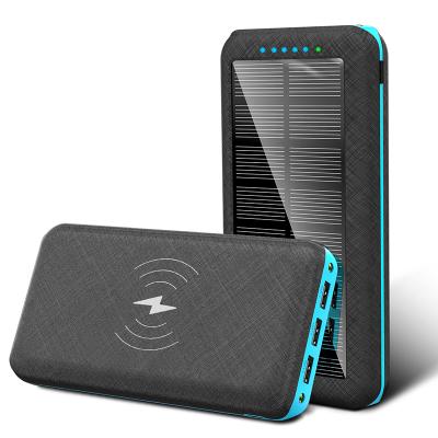 China Solar Panel Charging Solar Power Bank Led Portable Power Panel Banks 20000mah Solar Power Bank Wireless Charger for sale