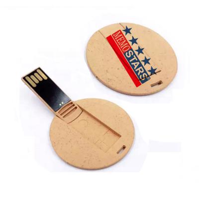 China Degradable Materials Mini Round Memory Flash Disk Customized Shape Customized USB Pen Drive Fiber Logo Card Eco-friendly Degradable Mini Round Coin Card With Logo Customized of the customer for the promotion for sale