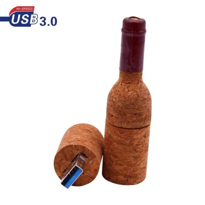 China Eco-friendly Wooden Bottle Shape Customized Logo Wine Corks New Model USB Bottle Wooden Shape Usb Pen Drive 64gb 32gb 16gb Pendrive 3 Flash Memory Stick .0 for promotion gifts for sale