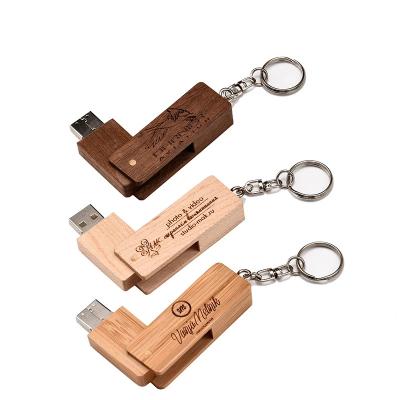 China Customized Logo Wooden Tornado Customized Wooden Bamboo USB Rectangular Revolving Flash Memory Stick Pen Drive For Promotions Gifts Giveaways Advertising for sale