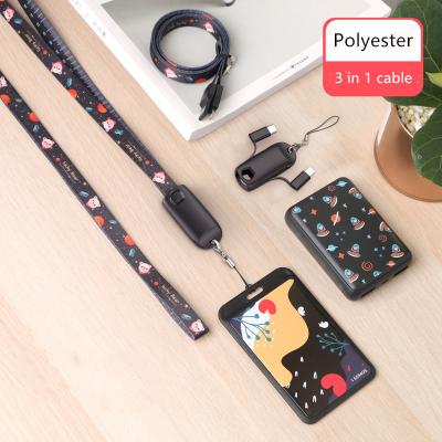 China Lanyard Style Customized Logo New Arrival Custom OEM Universal 3 In 1 Lanyard Type USB Charging Cable For Promotion Advertising for sale