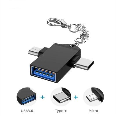 China USB To Micro USB and Type C USB3.0 to C Android Connector 2 in 1 OTG USB Drive Data Transmission Adapter for Mobile Phones for sale