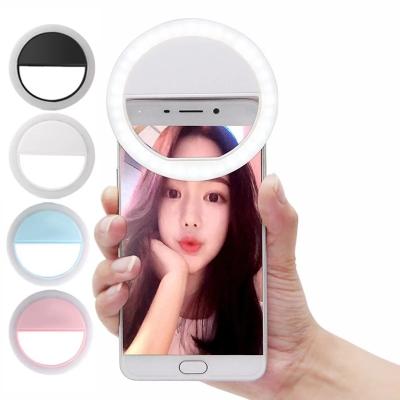 China 3 Levels USB Charging Dimmable Hot Selling Customized Clip On Mobile Phone Selfie Lens LED Lamp Ring Light For Promotions Gifts Giveaways for sale