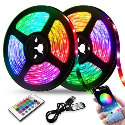 China Flexible Flexible Colorful DIY Color Changing Waterproof RGB LED Strip Lights Backlight Lamp with Remote Controller for sale