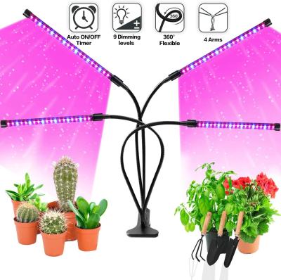 China Seed Starting Amazon Ebay Hot Selling 4 Head LED Desk Grow Lamp Plant Light with USB Clip for Indoor Dotted Plants for sale