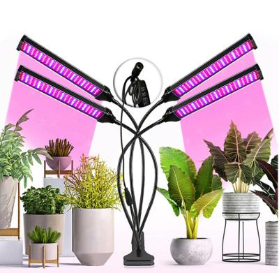 China Seed Seeding Amazon New Hot Selling Smart Factory Freed 4 Heads LED Grow Lamp with 3/6/12H Timer and Adjustable Gooseneck for sale