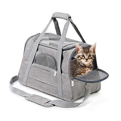 China Sustainable Outdoor Breathable Pet Dog Cat Soft-Sided Sling Travel Bag Portable Airline Approved Cat Carrier Bag for sale