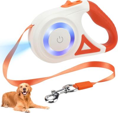 China Lights Luminous New Reflective Pet Dog Nylon Tape Heavy Duty Automatic Tangle Free Retractable Dog Leash for sale