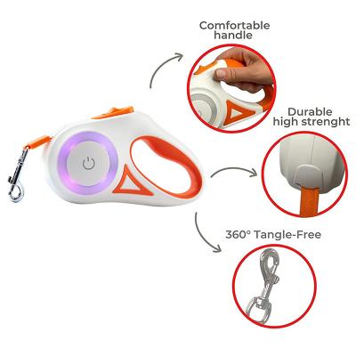 China Lights Tactical LED Light Reflective Nylon Custom Pet Rope Retractable Dog Leash for Medium Large Small Dog for sale