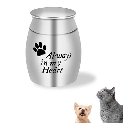 China Sustainable Cat Metal Ashes Container Funeral Dog Caskets Urn Stainless Steel Small Pet Cremation Urns for Ashes for sale