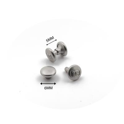 China Bag Parts Rivets Supplier 6mm Hat Metal Flat Nickel Free Head Double Studs Nickel Silver Matt Finished Rivet For Leather Handbag for sale