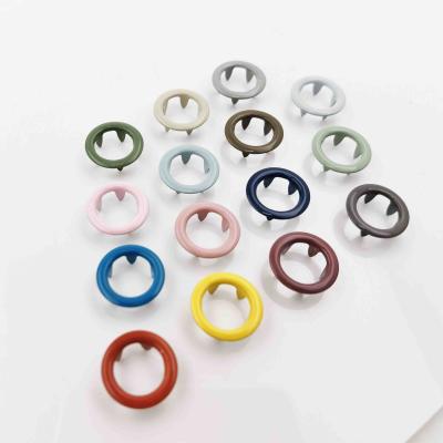 China Nickel Free Shirt Buttons Manufacturer 11 Mm Coating Button Metal Brass Material Colorful Fork Ring Snap Fastener For Garment for sale