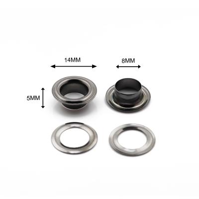 China Eco-friendly Lead Free Nickel Plating Metal Black Brass Copper Flat Supply Eyelets 8mm For Leather Belt for sale